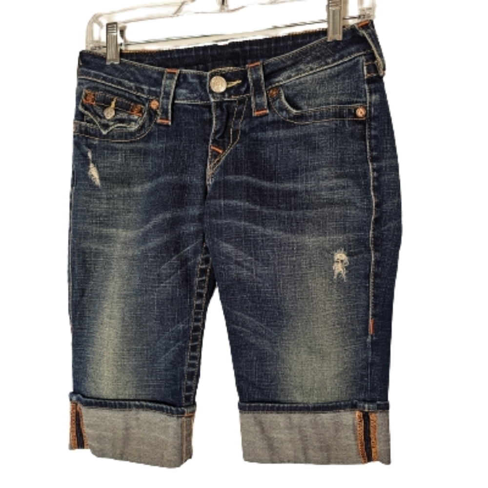True Religion Sophie Distressed Denim Shorts Women's Size 26 - Picture 1 of 9
